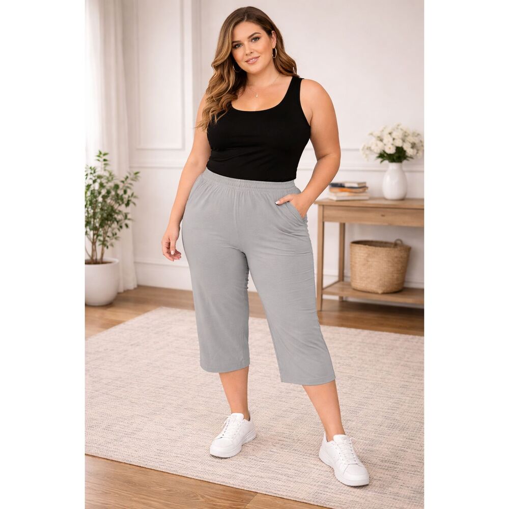 Susan Graver Pull On Stretch Comfy Casual Minimalist Everyday Capri PlusSize 24w